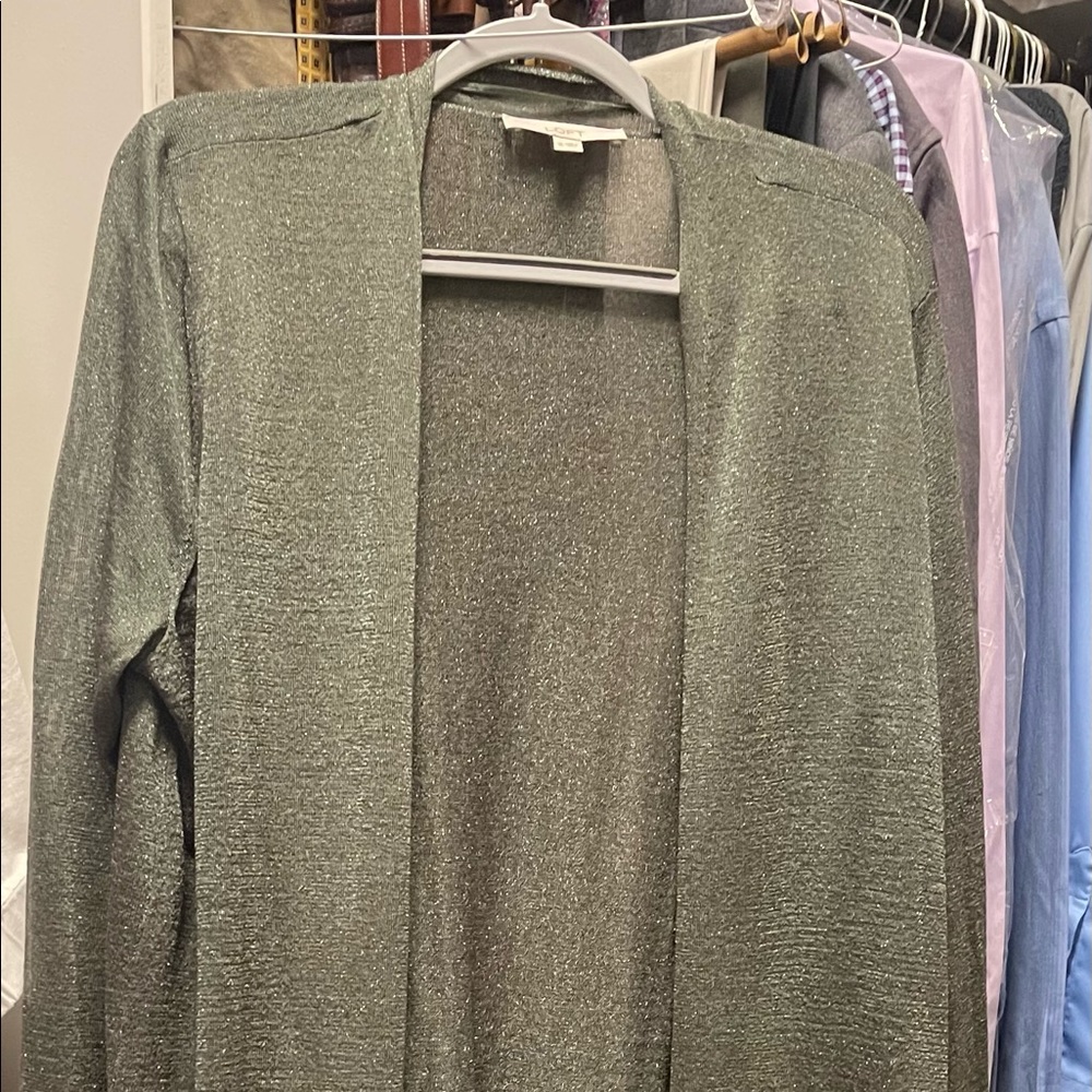 Green sparkle Lite sweater Duster